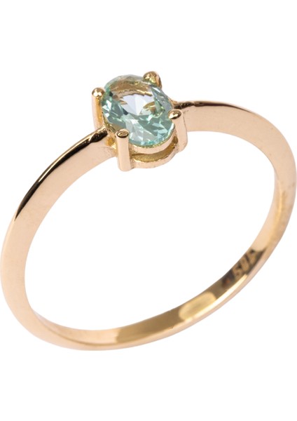 Gümüş Yüzük - 0.90 Karat Su Yeşili Tektaş Evlilik Teklifi Swarovski Tektaş 925 Ayar Gümüş Tarz Yüzük