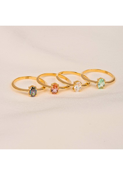 Gümüş Yüzük - 0.90 Karat Su Yeşili Tektaş Evlilik Teklifi Swarovski Tektaş 925 Ayar Gümüş Tarz Yüzük