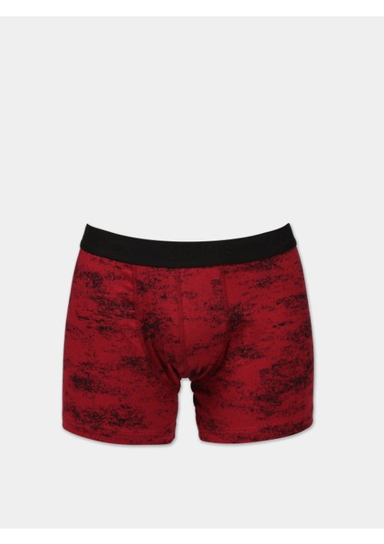 Modern Fit Baskılı Erkek Kirmizi Boxer