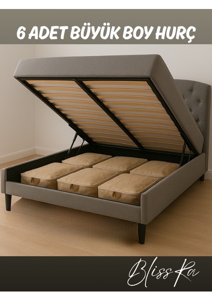 Baza Altı Hurç 6’lı Set 64X40X22CM – Sütlü Kahve Renk | Soft Kumaş Saklama Çantası modelleri