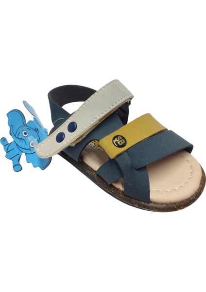 Şirinbebe 1695-20 Anatomik Tek Cirtli Erkek Çocuk Sandalet Lacivert Sari 18-20