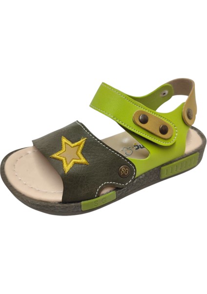 Şirinbebe 1703-20 Anatomik Yıldız Desen Cirtli Erkek Çocuk Sandalet Haki Yeşil 26-30