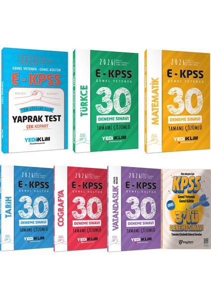 2026 E-Kpss Tüm Dersler Tamamı Çözümlü 30 Deneme-Çek Kopart Yaprak Test-Çözümlü 3 Deneme Hediye