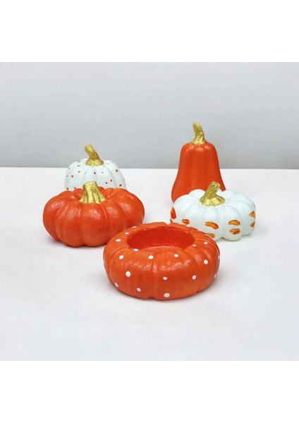 5'li Balkabağı Obje, Tealight Mumluklu Kabak Obje Seti