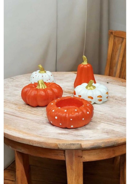 5'li Balkabağı Obje, Tealight Mumluklu Kabak Obje Seti fiyatları