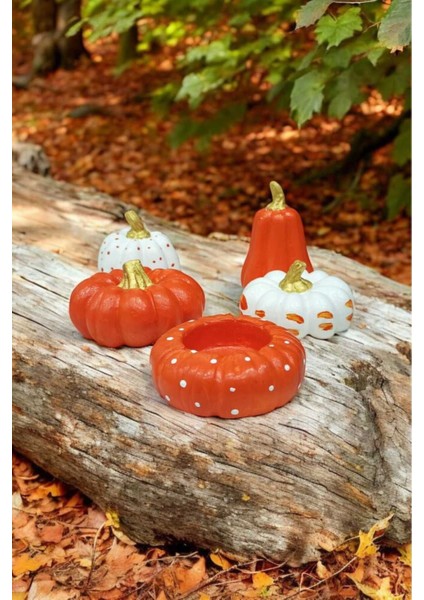 5'li Balkabağı Obje, Tealight Mumluklu Kabak Obje Seti modelleri