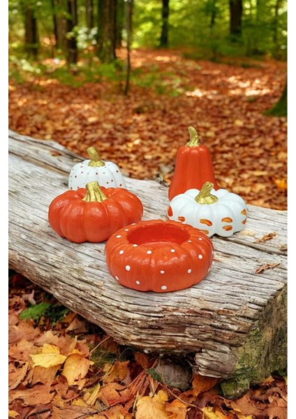 5'li Balkabağı Obje, Tealight Mumluklu Kabak Obje Seti fırsatları