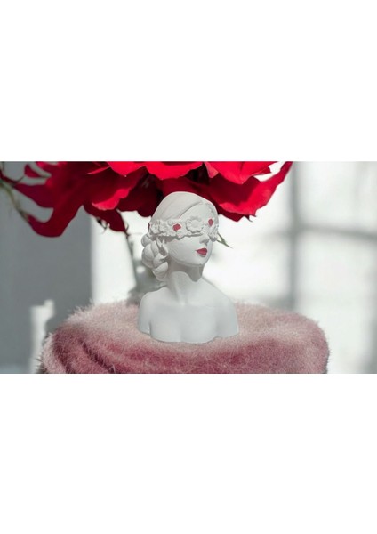 Maskeli Kız Büstü Biblo, Kırmızı Dudaklı, Sevgililer Günü, Doğum Günü Hediye fiyatları