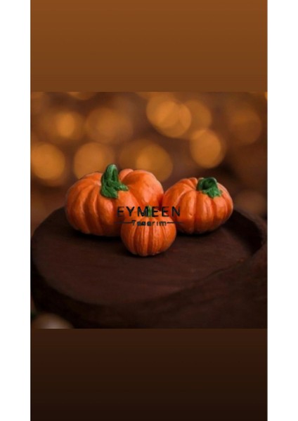 3'lü Turuncu Balkabağı Biblo Obje Seti, Dekoratif Kabak Seti