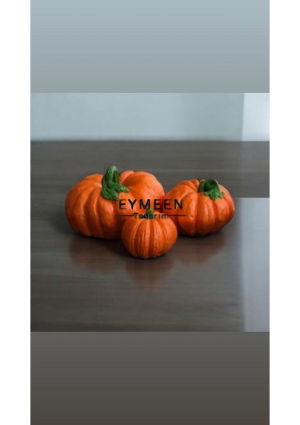 3'lü Turuncu Balkabağı Biblo Obje Seti, Dekoratif Kabak Seti fiyatları