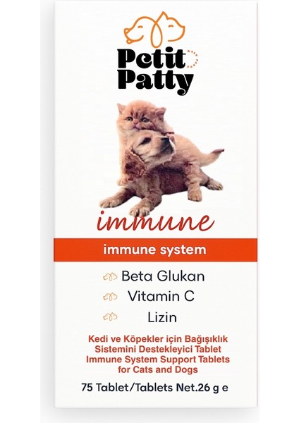 Immune System Kedi ve Köpekler Için Destekleyici Tablet (75 Tablet)