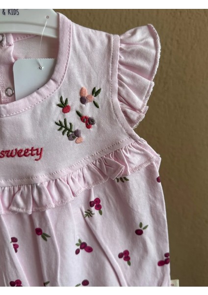 Sweeety Bebek Tulum | Çiçek Nakışlı | 3-6 Ay, 6-9 Ay, 9-12 Ay | Kız Bebek Yazlık Tulum Pembe fırsatları