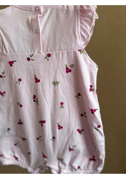 Sweeety Bebek Tulum | Çiçek Nakışlı | 3-6 Ay, 6-9 Ay, 9-12 Ay | Kız Bebek Yazlık Tulum Pembe