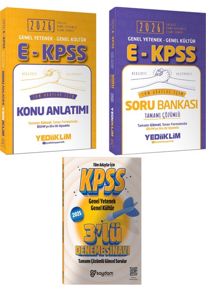 2026 E-Kpss Gygk Tüm Adaylar Için Konu Anlatımı-Tamamı Çözümlü Soru Bankası-Çözümlü 3 Deneme Hediye