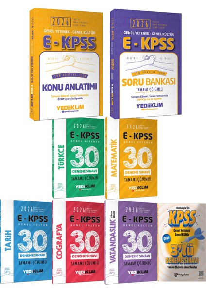 2026 E-Kpss Gygk Tüm Adaylar Için Konu Anlatımı-Çözümlü Soru Bankası-Tüm Dersler Çözümlü 30 Deneme