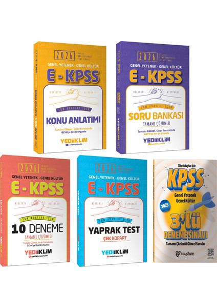 2026 E-Kpss Gygk Konu Anlatımı-Çözümlü Soru Bankası-Çözümlü 10 Deneme-Çek Kopart Yaprak Test-3deneme