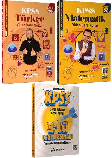2026 Kpss Genel Yetenek Atölye Serisi Türkçe ve Matematik Video Ders Notları-Çözümlü 3 Deneme Hediye