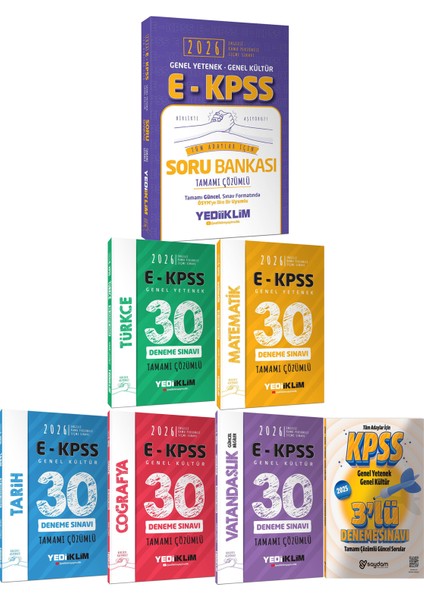 2026 E-Kpss Gygk Tamamı Çözümlü Soru Bankası-Tüm Dersler Çözümlü 30 Deneme-Çözümlü 3 Deneme Hediye