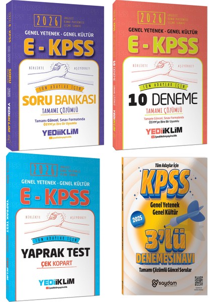 2026 E-Kpss Gygk Çözümlü Soru Bankası-Çözümlü 10 Deneme-Çek Kopart Yaprak Test-Çözümlü 3 Deneme