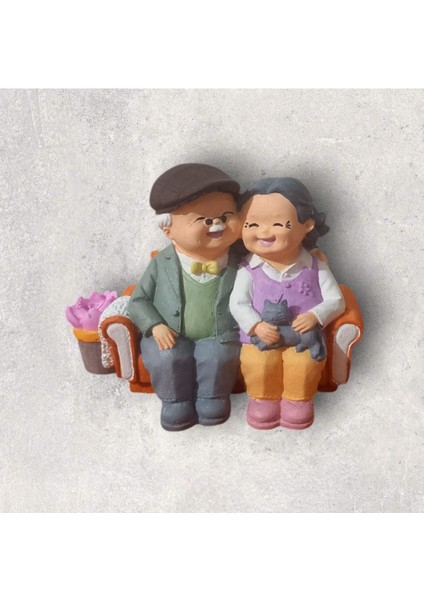 Sevgililer Günü Oturan Dede Nine Yaşlı Çift Biblo, Dekoratif Biblo fırsatları