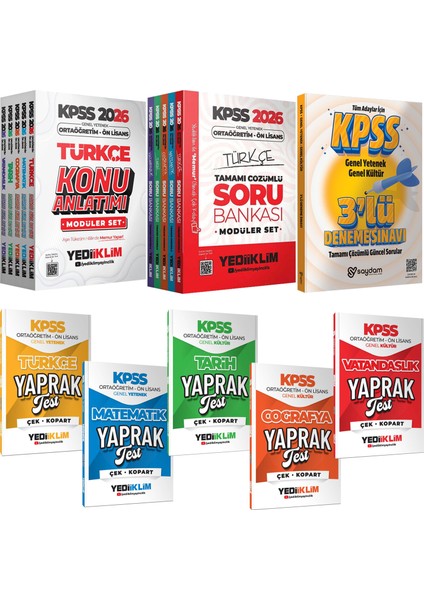 2026 Kpss ortaöğretim Ön Lisans Gygk konu-Soru Bankası 5+5 Kitap-Tüm Dersler Çek Kopart Yaprak Test