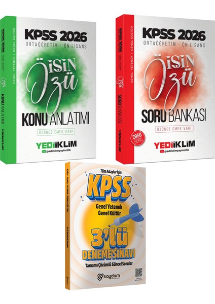 2026 Kpss Ortaöğretim Ön Lisans Işin Özü Tek Kitap Tamamı Renkli Konu Anlatımı-Soru Bankası-3 Deneme