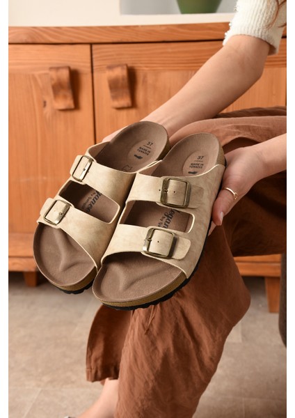 Bej Kadın Aksesuarlı Terlik 1801 modelleri