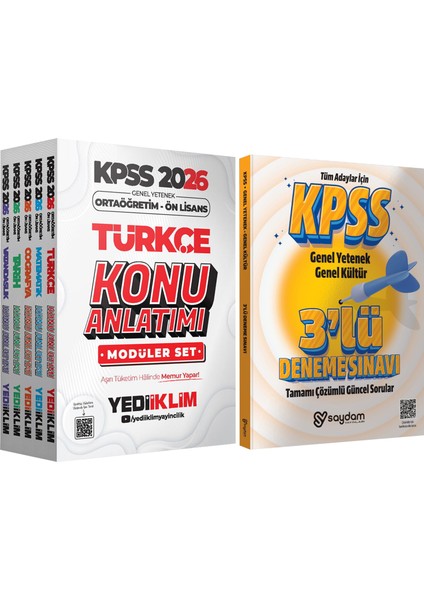 2026 Kpss ortaöğretim Ön Lisans Gygk konu Anlatımı(5 KITAP,1504 Sayfa)-Çözümlü 3 Deneme Hediye