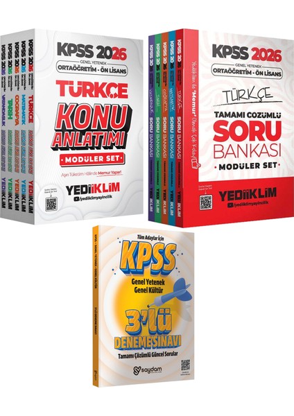2026 Kpss ortaöğretim Ön Lisans Gygk konu Anlatımı 5 Kitap-Çözümlü Soru Bankası 5 Kitap-3 Deneme