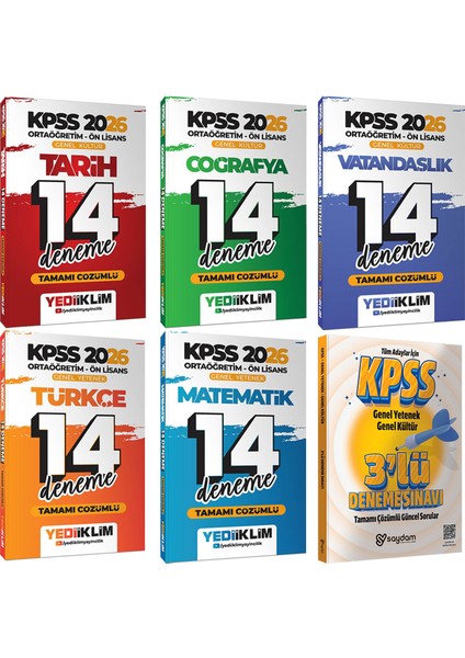2026 Kpss Ortaöğretim Ön Lisans Tüm Dersler Tamamı Çözümlü 14 Deneme-Çözümlü 3 Deneme Hediye