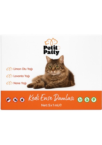 Kedi Dış Parazt Damlası Pire Bit Kene Kovucu Bitkisel Damla 5x1 ml