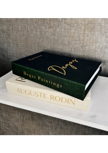 2'li Kumaş Kaplı Dekoratif Kitap Kutusu Seti Yeşil ve Krem Gold fiyatları