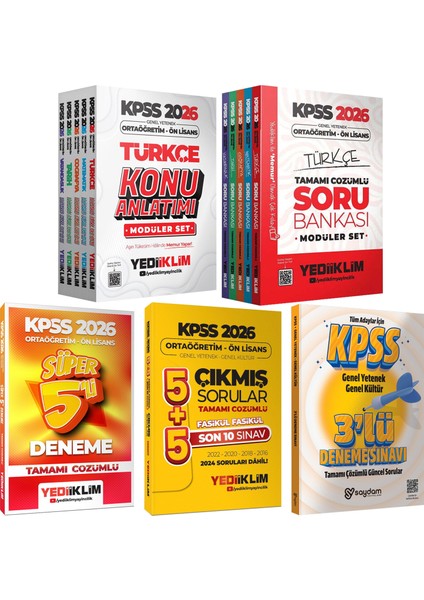 2026 Kpss ortaöğretim Ön Lisans Gygk konu-Soru 5+5 Kitap-Son 10 Yıl Fasikül Çıkmış Sorular-5 Deneme