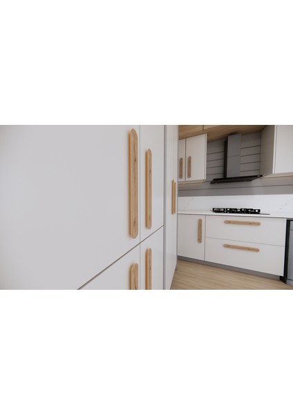 Berlin 10 cm Ahşap Desenli(Kahverengi) Mdf Mobilya Dolap Çekmece Kulpu Mdf Kulp