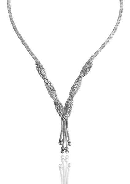 Dorika Model El Işi Gerdanlıklı Gümüş Takı Seti (Rodyum Kaplama) 201024249