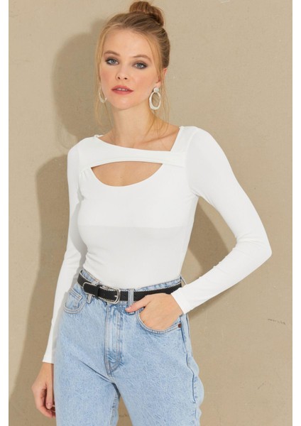 Kadın Beyaz Pencereli Bluz CY438 modelleri