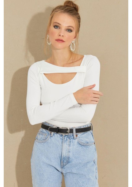 Kadın Beyaz Pencereli Bluz CY438 indirimleri