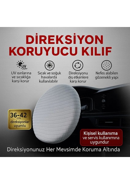 Direksiyon Koruyucu Kılıf Universal Uv, Toz, Isı Koruma Yaz Kış Kullanıma 36-42 cm