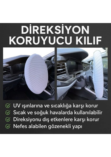 Direksiyon Koruyucu Kılıf Universal Uv, Toz, Isı Koruma Yaz Kış Kullanıma 36-42 cm modelleri