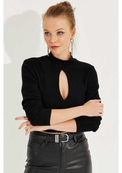 Kadın Siyah Önü Damla Crop Bluz LPP1243 fiyatları