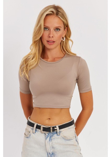 Kadın Taş Sırt Dekolteli Crop Bluz CY450 modelleri