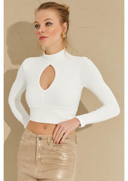 Kadın Beyaz Önü Damla Crop Bluz LPP1243 fiyatları