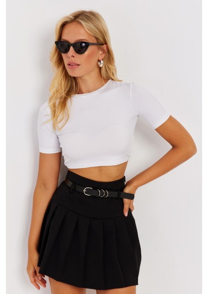 Kadın Beyaz Sırt Dekolteli Crop Bluz CY450 indirimleri