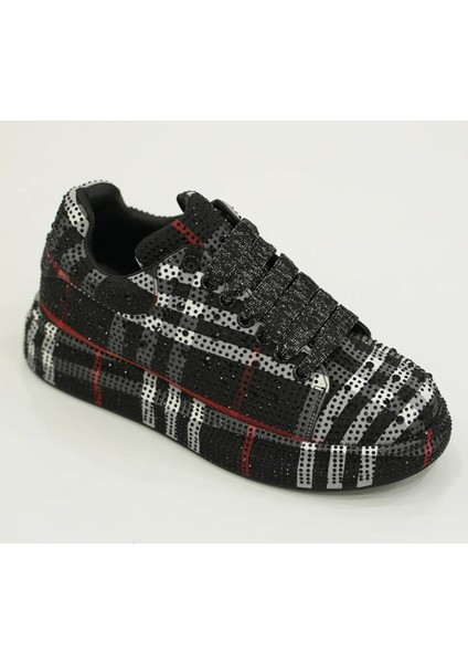 Guja 25Y451-3 36/41 Kadın Ekose Desenli Taşlı Premium Sneaker Ayakkabı modelleri