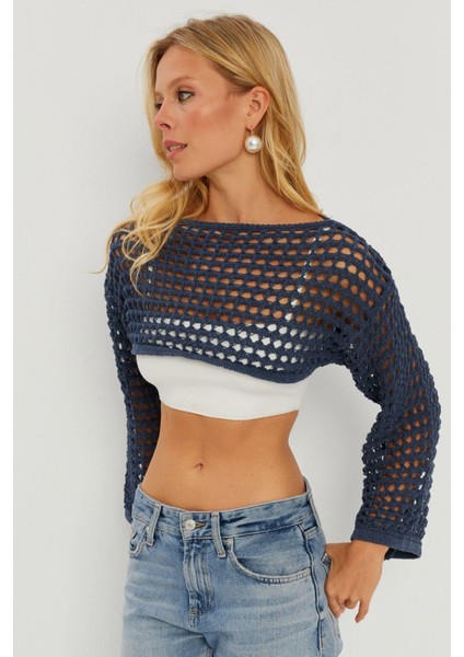 Kadın İndigo Ajurlu Bolero YV115 indirimleri