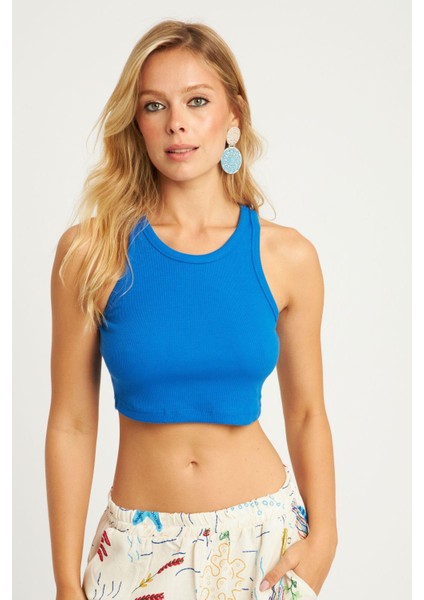 Kadın Mavi Crop Bluz YLE610 indirimleri