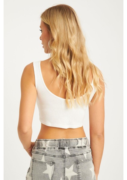 Kadın Beyaz Crop Bluz AYD339 indirimleri