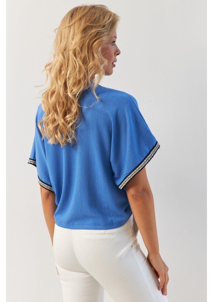 Kadın İndigo Önü Büzgülü Bluz XL2039 fırsatları