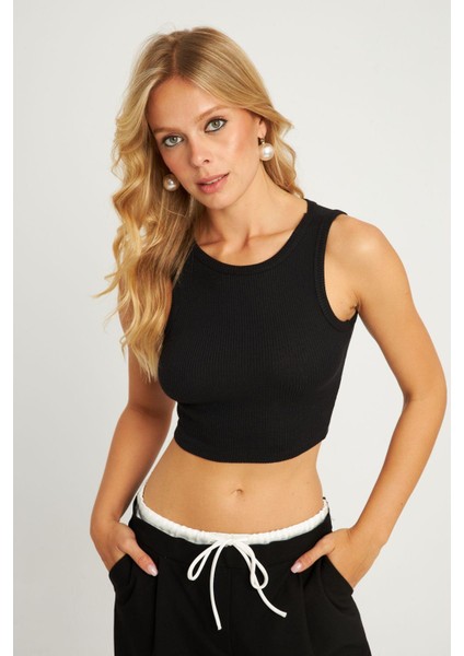 Kadın Siyah Crop Bluz XL2004 fiyatları