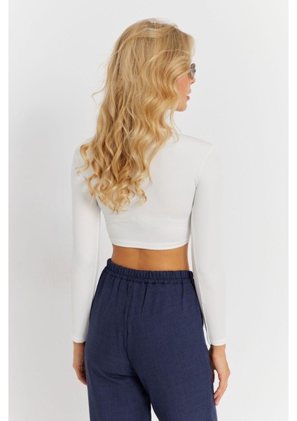Kadın Beyaz Crop Bluz CG367 indirimleri